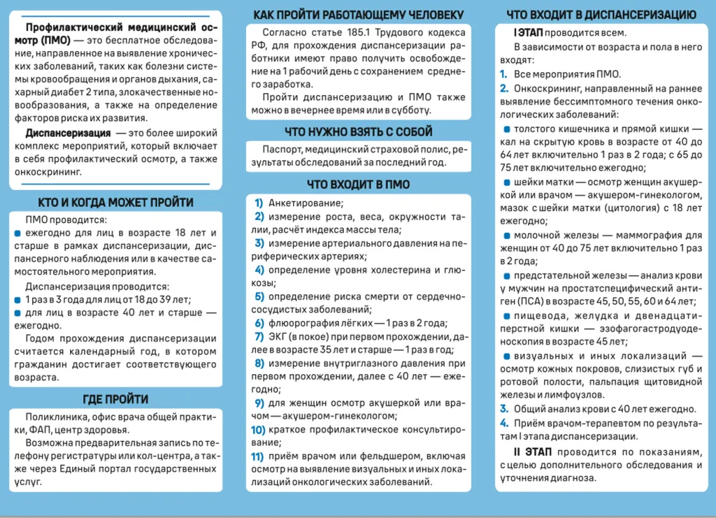 как пройти работающему челвеку диспансеризацию